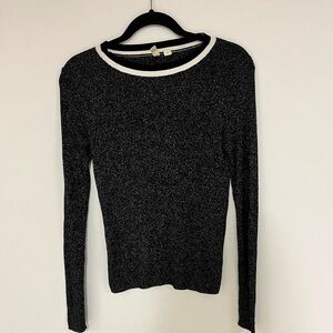 Anthropologie black and silver knit top size small